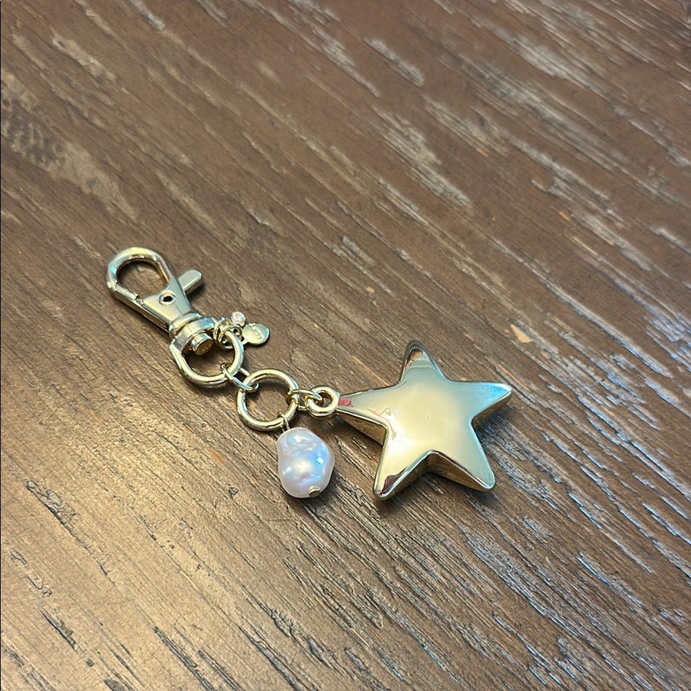 Silver Star Keychain with Pearl Charm